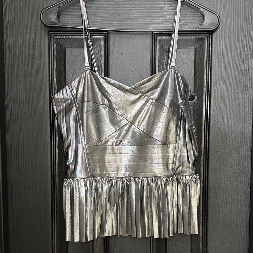 Sincerely Jules Silver Metallic Top